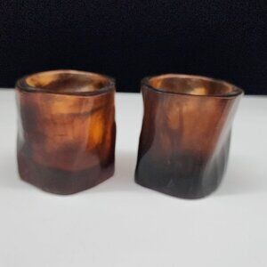 Handcrafted Wavy Amber Resin Tealight Candle Holders With Texture